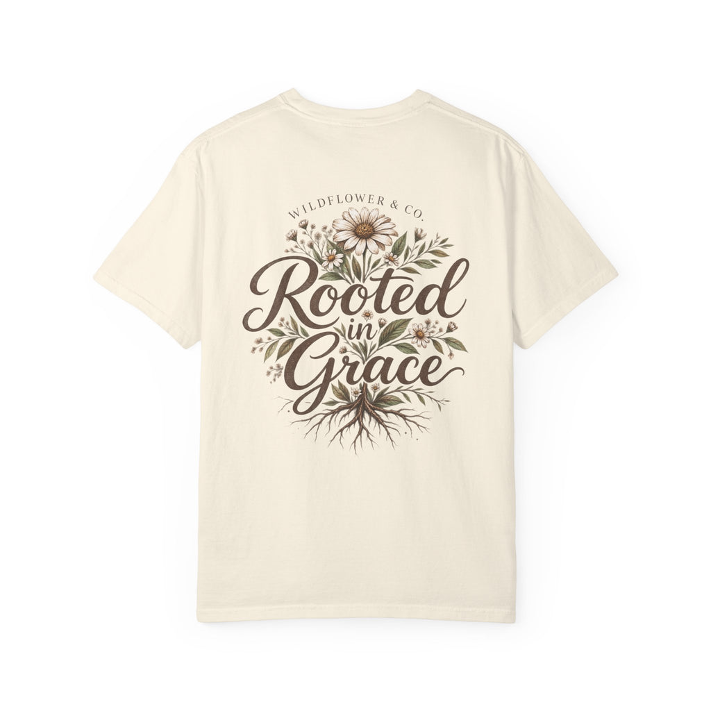 Rooted in Grace Comfort Colors® Tee | Christian Floral T-Shirt