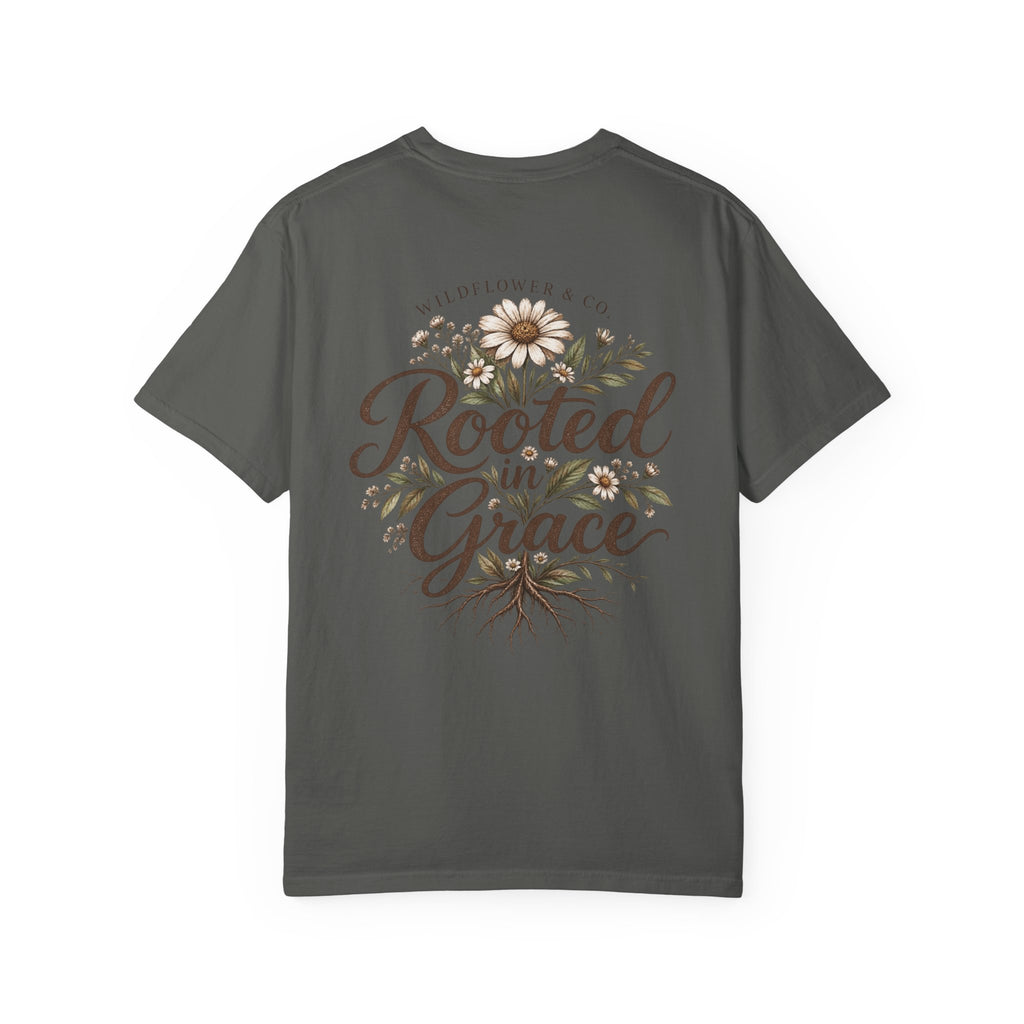 Rooted in Grace Comfort Colors® Tee | Christian Floral T-Shirt