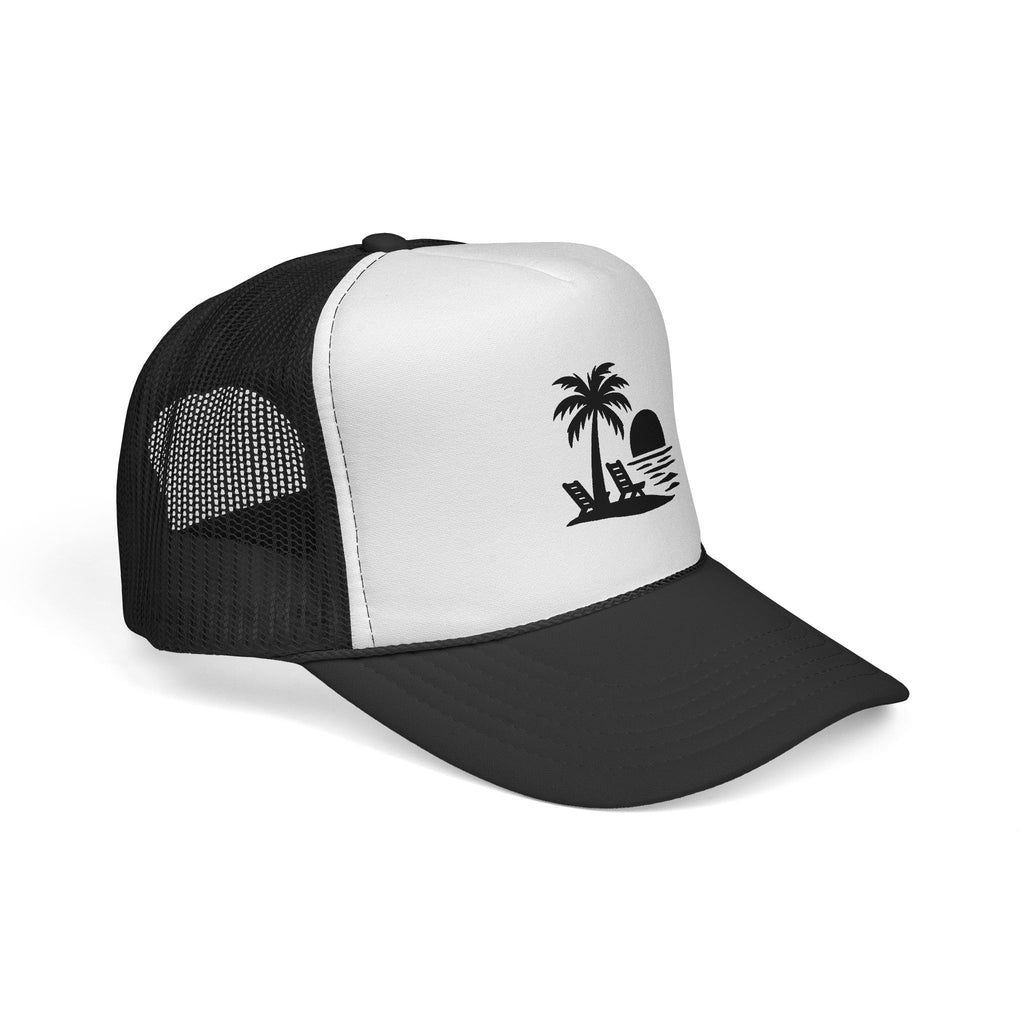 Palm Tree Sunset Trucker Cap — Beach Vacation Hat